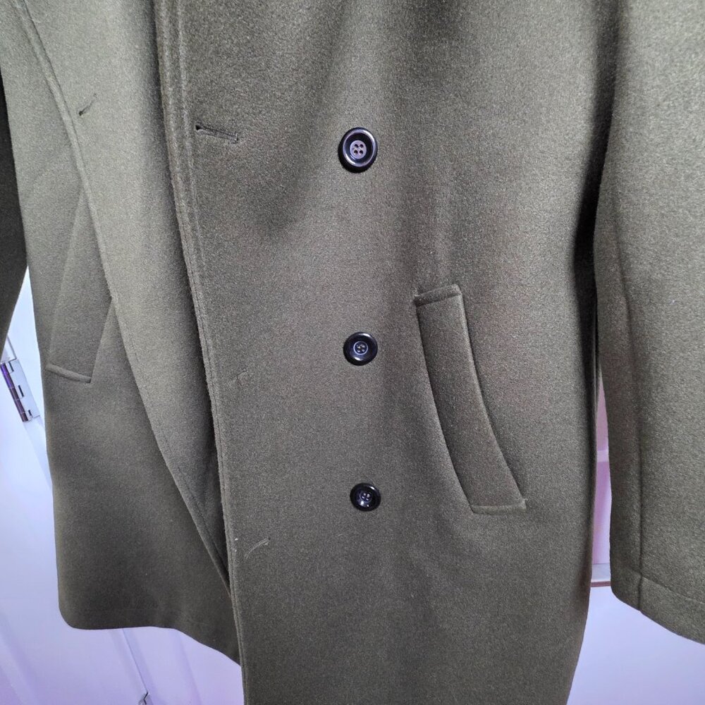 Women's Army Green Double Breasted Overcoat Size‎ M Military Style Lined PC1430 - Picture 7 of 12